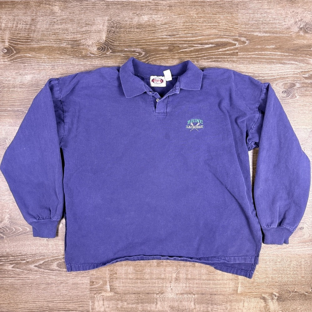 Vintage Brine Lacrosse Sweatshirt Rugby Polo Oversized Blue XL Baggy Y2K 90s